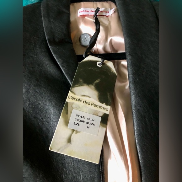 L’ ecole Des Femme Vegan Leather Smoking Jacket - Picture 8 of 14